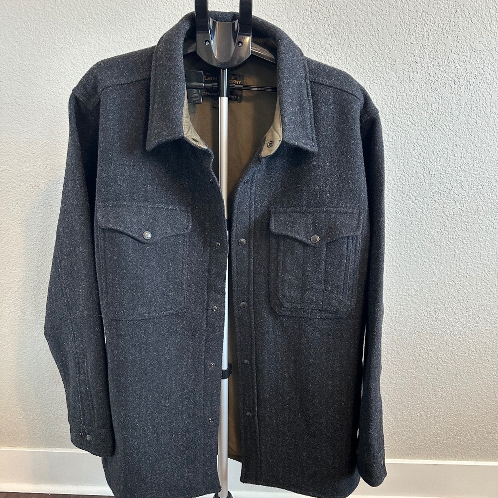 Filson Lined Mackinaw Wool Jacket Shirt - Black Marled Heather Checked